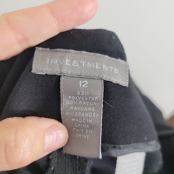 Investments Vintage A-Line Midi Skirt Classic Black Zippered Business Casual 12 - Picture 9 of 9